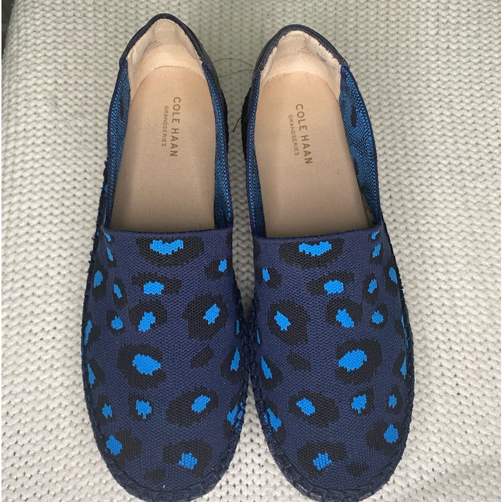 Cole Haan Cloudfeel Stitchlite Knit Espadrille 9B Shoe Women’s Blue Cheetah